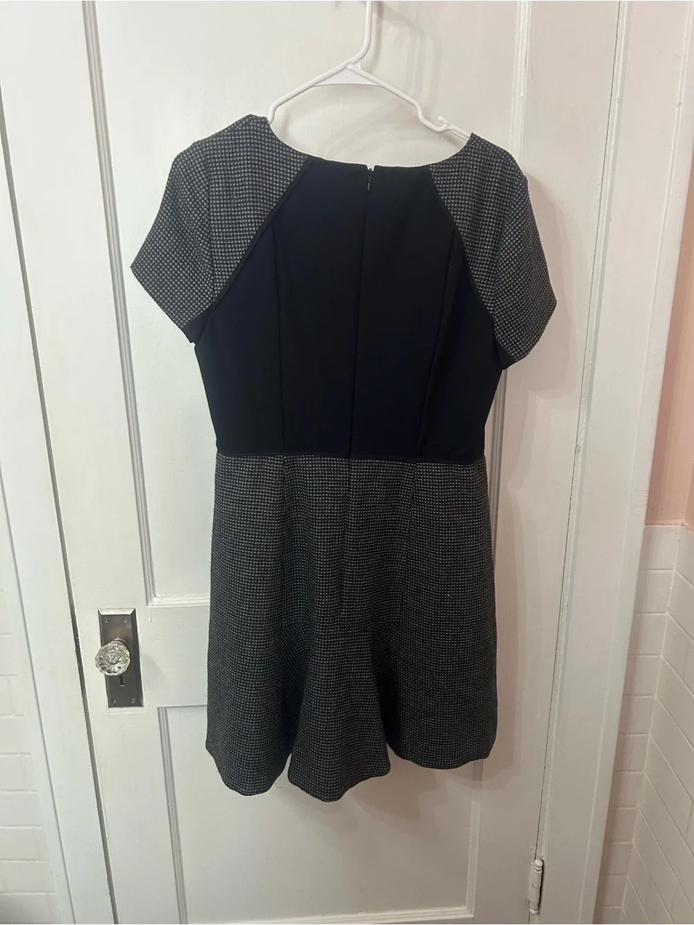 J. Crew Black and Gray Fit-and-Flare Mini Dress